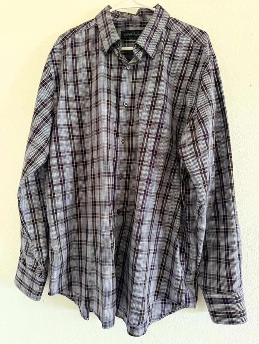 Kenneth Roberts Platinum XL Plaid Button Down Shirt Long Sleeve Purple sku1132